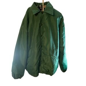 Vintage Green Coach Jacket Button Up Lightweight Rain Wind Breaker